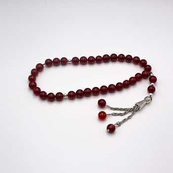 Alpine Crystals Natural Red Carnelian Crystals Tasbih Prayer Beads Made (8mm - 33 beads)