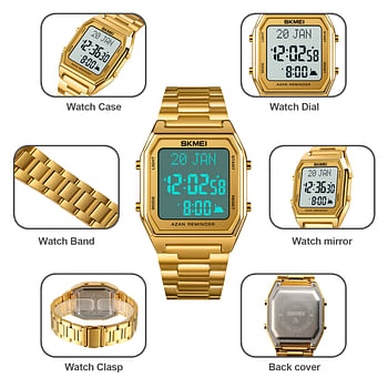 SKMEI 1763 Men's Watch Muslim Qibla Clock LED Chronograph Man Digital Watches Waterproof Male Wristwatch Relojes Para Hombre.