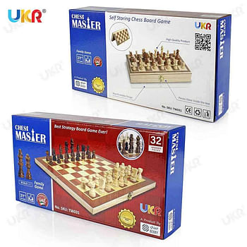 BERRY Chess Wooden Traditional Board Game Compact 12 inch Classic Set Gift for Kids