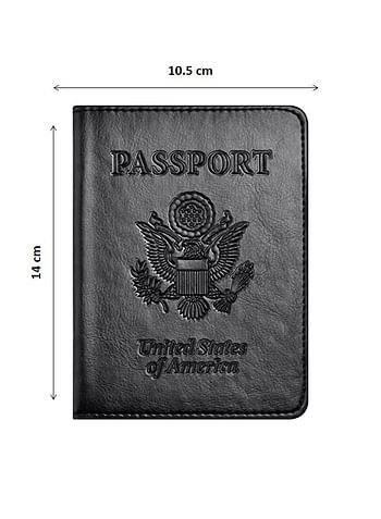 We Happy Travel Passport ID Card Wallet Holder Cover RFID Blocking Leather Purse Case USA Black