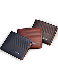 Pack of 3 Men Leather Wallet Durable Bifold Design with Multiple Card Slots Perfect for Gift