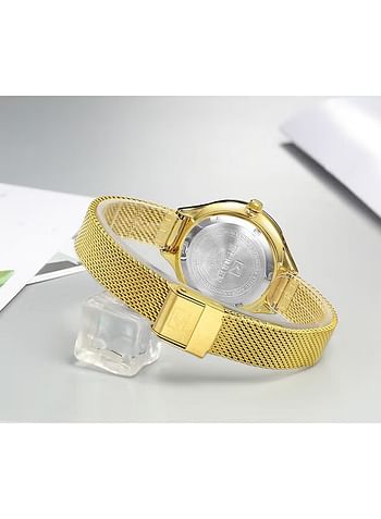 Women's Waterproof Stainless Steel Mesh Band Quartz Watch 9062 - 32 mm - Gold