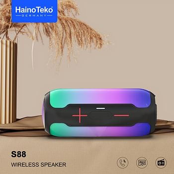 Haino Teko S88 Waterproof Bluetooth Speaker with RGB Lighting, Micro SD Slot