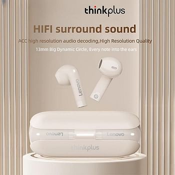 Thinkplus TW60 Wireless Bluetooth Headphones Noise Reduction 300mAH Long Standby Headset Dual HD Mic Beige