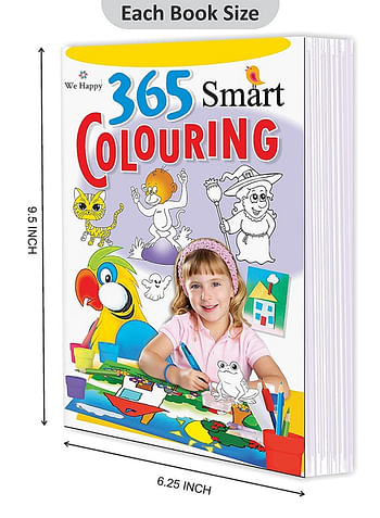 We Happy 365 Smart Coloring Book Educational and Fun Learning Activity for Kids with different Drawings Challenges and Enjoyable Games