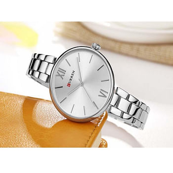 Curren 9017 Original Brand Stainless Steel Band Wrist Watch For Women / SIlver