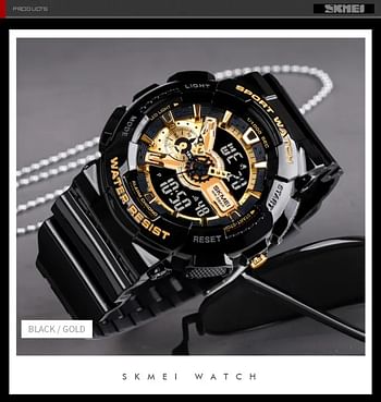 SKMEI 1688 dual time luxury watch for Men BLACK