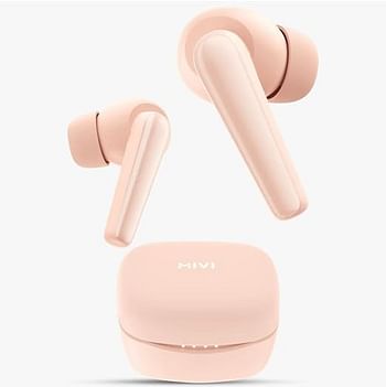 Mivi Duopods N5 Powerful Bass Crafted In India TWS Earbuds with AI Noise Cancellation (13mm Driver, Rose)