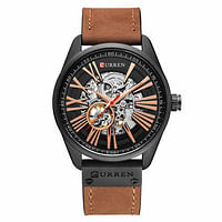 CURREN 8299 Original Brand Leather Straps Wrist Watch For Men Brown/Black