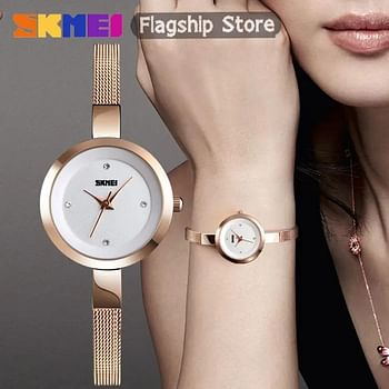 SKMEI New Fashion for Women Watches QUARTZ Simlpe Classic Casual Steel Anti-Rust Watch Waterproof Wristwatches 1390