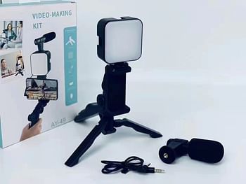 AY-49 Video Vlogging Kits Microphone LED Fill Light Mini Tripod With Remote For Phone Vlog Video Recording Condenser