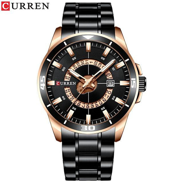 Curren 8359 Original Brand Stainless Steel Band Wrist Watch For Men / Black