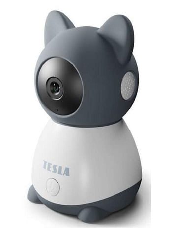 كاميرا الطفل الذكية بزاوية 360 درجة مع اكتشاف الحركة والصوت ودقة الوضوح العالي وتطبيق Tesla Home - رمادي