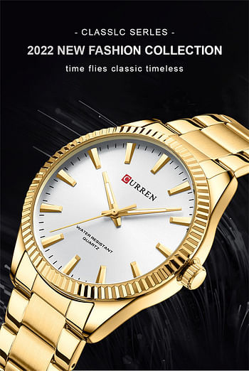 Curren 8425 fashion gold gents quartz watch hot sale Stainless steel band water resist personality business relogio musculino//