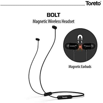 توريتو سماعة اذن بلوتوث لاسلكية 2.0-272 من بولت مع ميكروفون وجودة صوت HD (TOR-272، اسود)