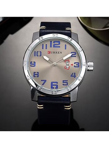 Men's Water Resistant Analog Wrist Watch 8254 - 45 mm -Blue