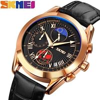 SKMEI 9236 Casual Quartz Male Wristwatch Creative Moon Phase Stopwatch