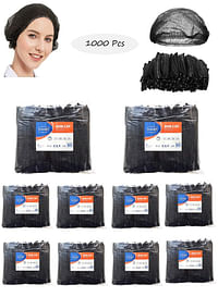 قبعات استحمام للاستعمال مرة واحدة 1000 قطعة من جيساليف شبكة شعر غير منسوجة مقاس 19 بوصة أسود