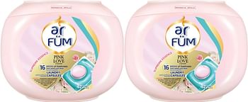 AR FUM PODS, Laundry Detergent, 42 Capsules, German Formulated Laundry Pods, Washing Liquid Capsules, Pink Love, Scented Laundry Pods, Pack of 2 X 42 Pods (84 Capsules)