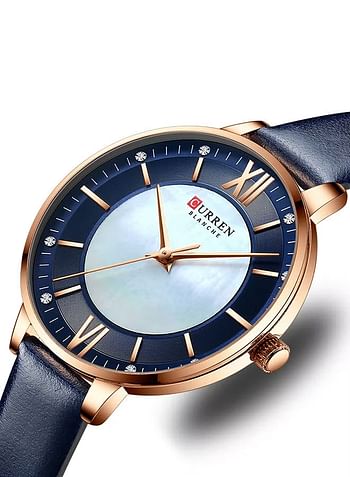 CURREN 9080 Ladies Watch Fashion Charming Quartz Wristwatch Dark Blue