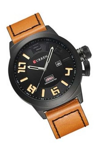 Curren 8270 Water Resistant Analog Watch for Men - Brown and Black