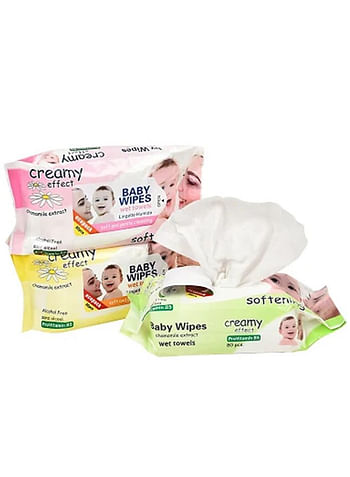 Pack of 2 Baby Wipes Soft and Gentle Cleansing Wet Towels Alcohol Free, and Perfect for Sensitive Skin 80 Pcs each .