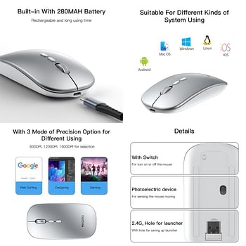 Rechargeable wireless Mouse - Silver