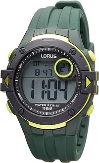 ساعة كوارتز رقمية من لوروس للرجال مقاس 2327 بكسل 9 ، أخضر-أصفر ، حزام