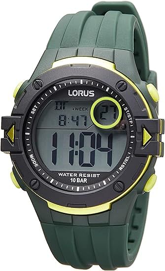 Lorus Men's Digital Quartz Watch R2327PX9, Green-yellow, strap