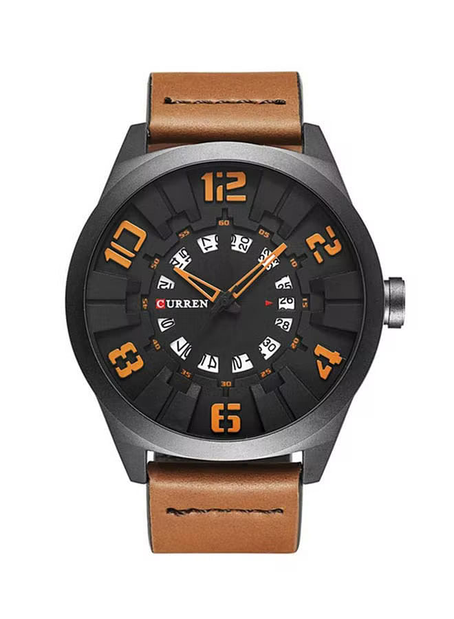 Curren 8258 Water Resistant Analog Watch for Men - Brown