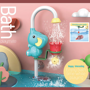UKR Elephant Bath Toy Bathtime Play Water Sprinkle Activity Fun Watering 360 Rotation (Blue)