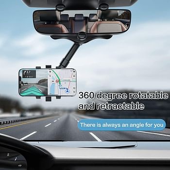 360 Rotatable and Retractable Car Phone Holder, Universal Rearview Mirror Holder for Car