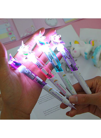 18 Pieces Unicorn Light Pen Stationary LED Writing Ballpoint