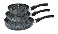 2PC FRY PAN + 1 PC WOK PAN ceramic-marbled coat, non-stick coating, PFOA free Suitable for all types of cookers including induction