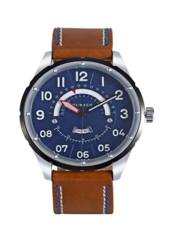 Curren 8267 Stylish Leather Strap Wrist Watch For Men - Brown