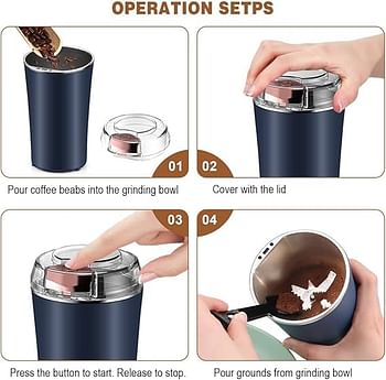 304 Stainless Steel Household Grinder Electric Pepper Grinder Multi-Function Grinder Low Noise Design Compact Size