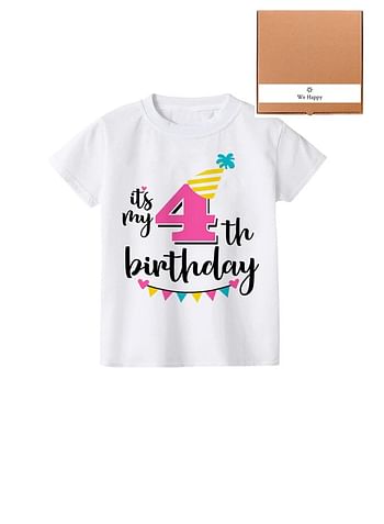 Its My 4th Birthday Party Boys and Girls Costume Tshirt Memorable Gift Idea Amazing Photoshoot Prop Pink