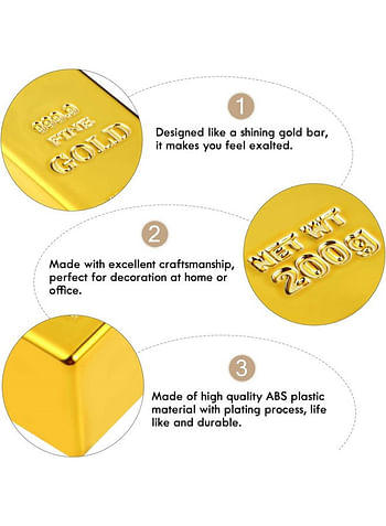 We Happy Fake Gold Bar Toy Party Activity Props Home Décor Paperweight Door Stop for Children (Pack of 4)