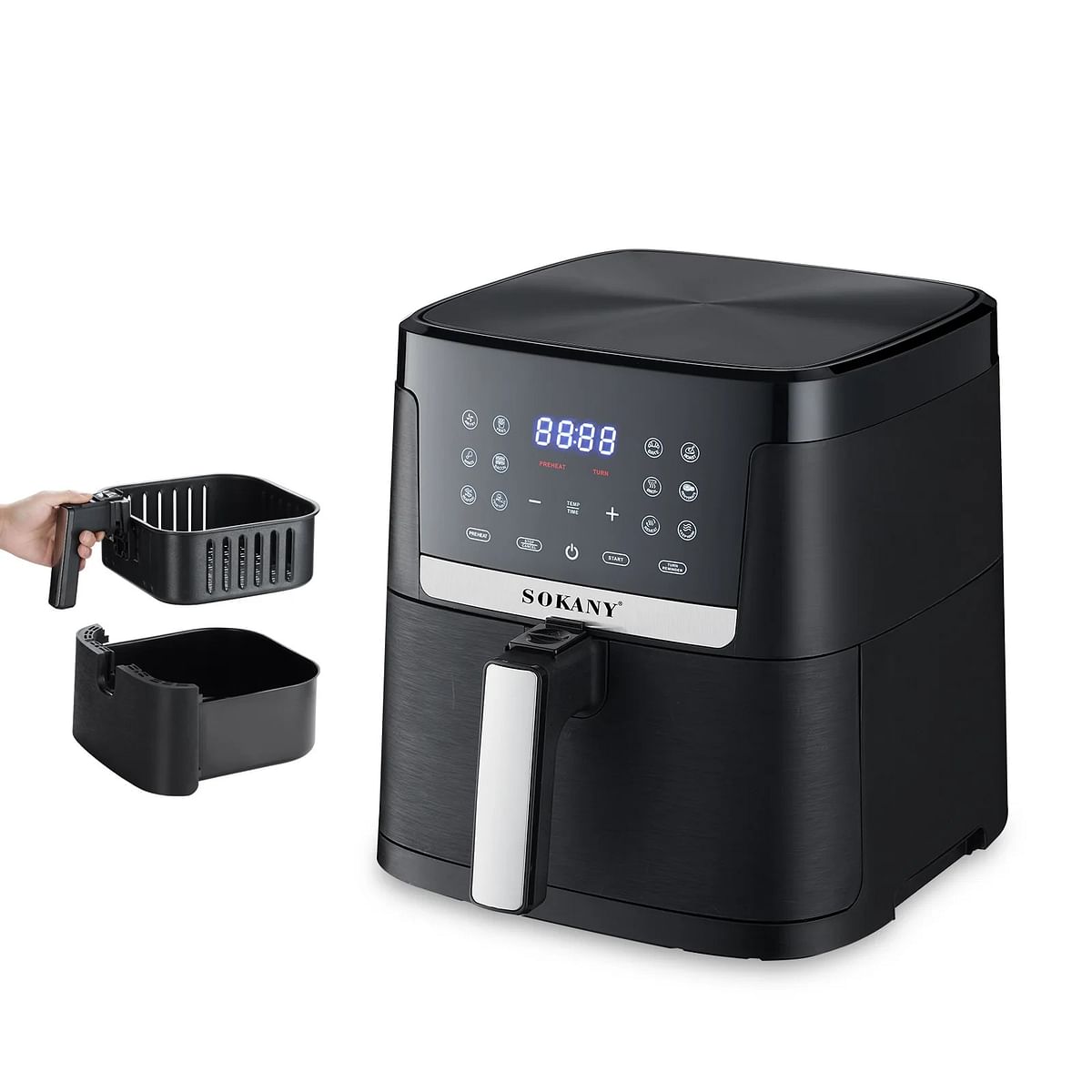 Sokany Digital Air Fryer 8.5 Liters 1800 Watts Sk-10004 - Black