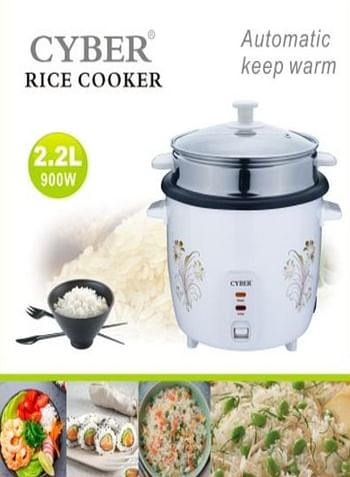جهاز طهي الأرز الأوتوماتيكي 3 في 1 وظائف وعاء داخلي غير لاصق من الفولاذ المقاوم للصدأ جهاز بخار أوتوماتيكي مع ارتفاع درجة الحرارة والحماية 2.2 لتر سيرك 7322