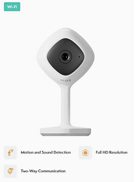 Tesla Smart Mini Security Camera Mini with Two-Way Talking, Motion & Sound Detection, works with Google, Alexa & Tesla Home App