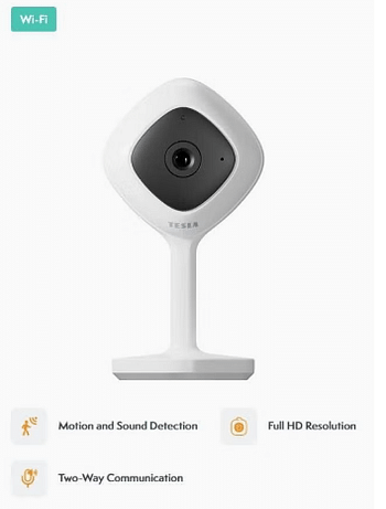 Tesla Smart Mini Security Camera Mini with Two-Way Talking, Motion & Sound Detection, works with Google, Alexa & Tesla Home App