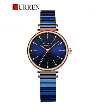 Curren 9081 Original Brand Stainless Steel Band Wrist Watch For Women / All Blue