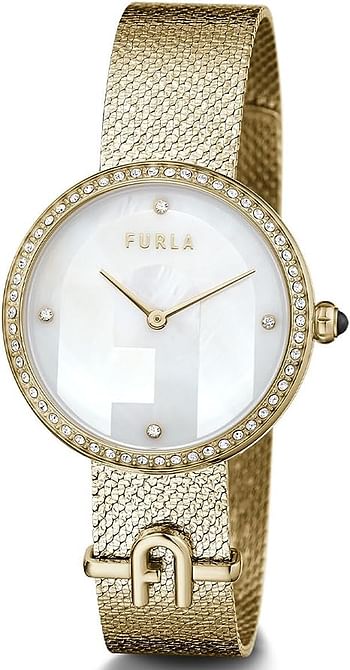 Furla Watches Women's Quartz Dress Watch with Stainless Steel Strap, Gold, 14 (Model: WW00022001L2), Gold
