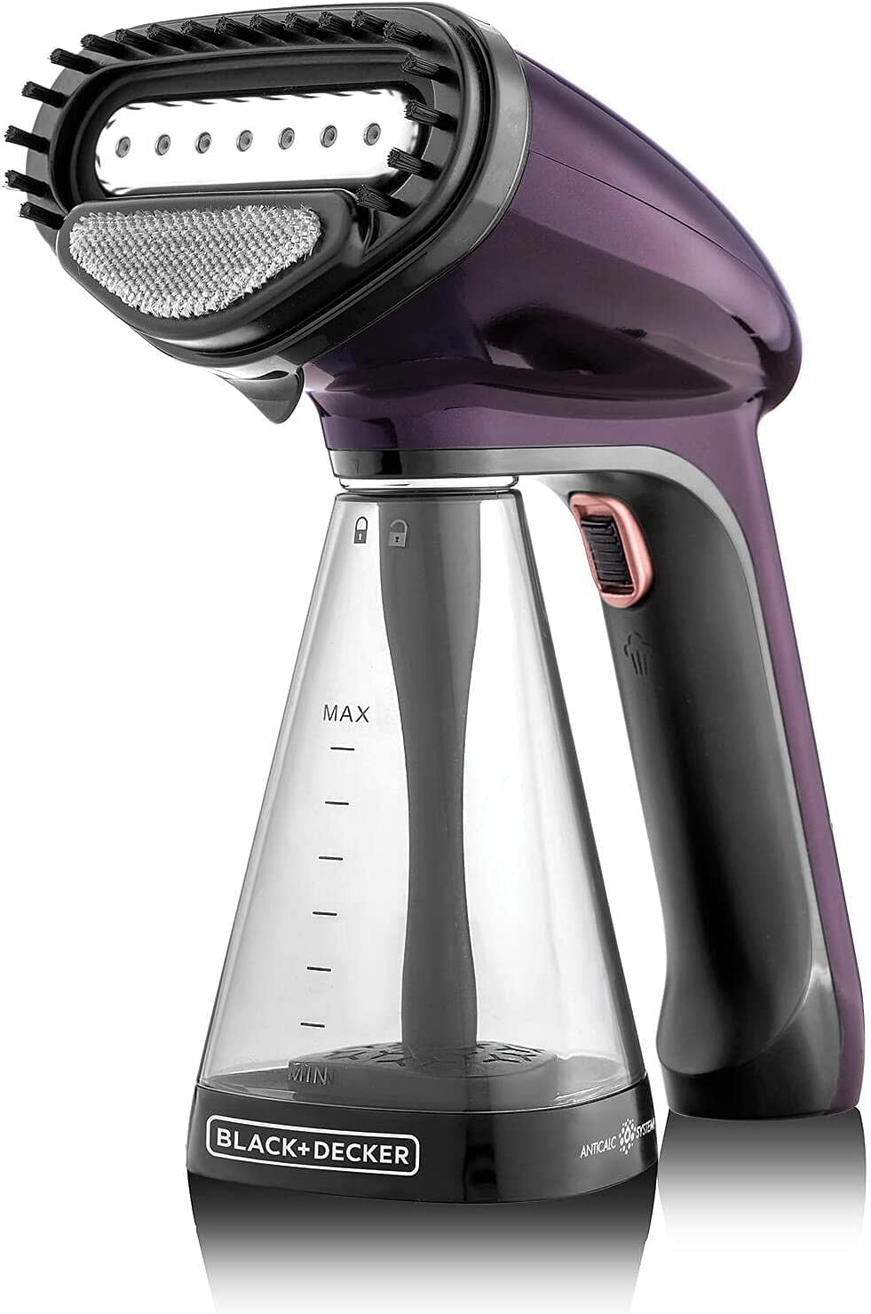 BLACK+DECKER Portable Garment Steamer With Universal Bottle Adaptor 1500W Dark Purple HST1500-B5