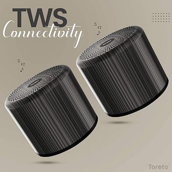 TORETO Wireless Speaker, Portable Bluetooth Speaker With Hd Sound Quality 5w Stereo Sound, Upto 4 Hours Playtime, Tws True Wireless Function, Inbuilt Mic And 600 Mah Battery (wooden,tor-347 )