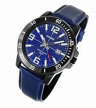 Casio MTP-VD01BL-2BVUDF Men's Enticer Blue IP Leather Band Blue Dial Casual Analog Sporty Watch