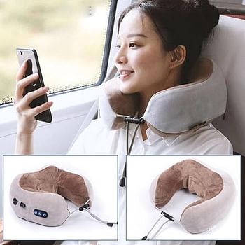 Multifunctional Heating U-Shaped Electric Massager Portable Neck Shoulder Kneading Massager Home Travel Car Massage Pillow random color