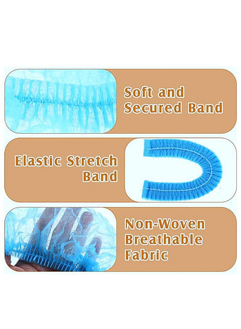 Gesalife 300 Pieces Disposable Shower Caps Non Woven Mob Hair Net 19 Inch Black White and Blue Trio