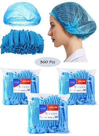 Gesalife 300 Pieces Disposable Shower Caps Non Woven Mob Hair Net 19 Inch Blue